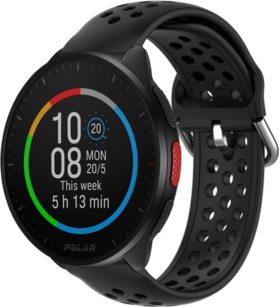 Strap-it Polar Pacer Silikonarmband mit Löchern (Schwarz)