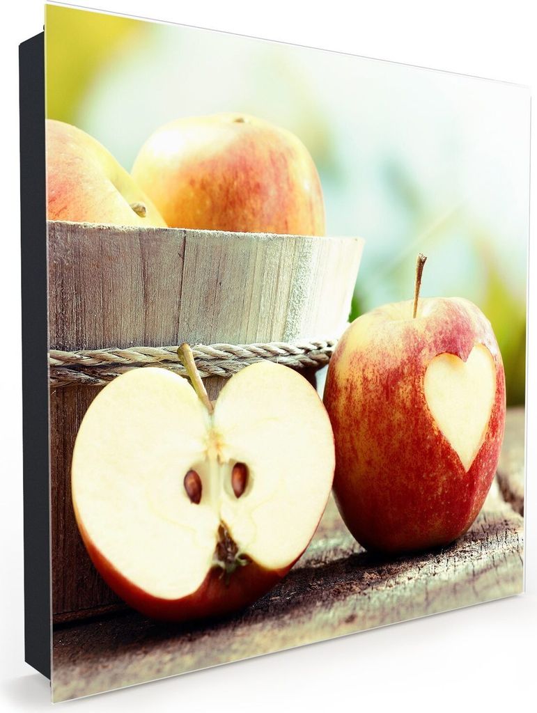 Nachbildung-Schlüsselkasten, Magnetpinnwand und Memoboard mit Glasfront Motiv Herz in Apfel