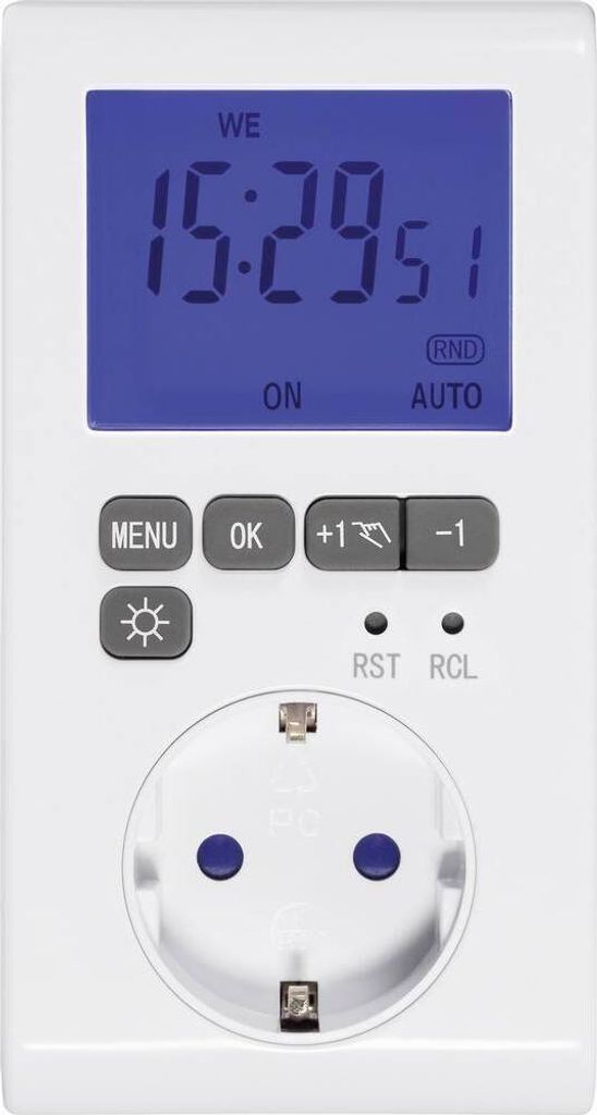 Sygonix SY-3057190 Steckdosen-Zeitschaltuhr digital Wochenprogramm 3680 W IP20 Countdown-Funktion, Timer-Funktion