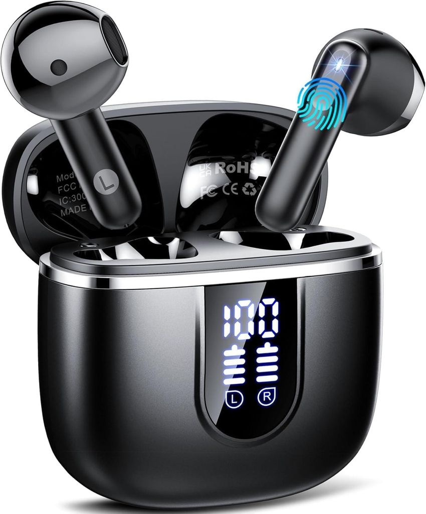 Bluetooth 5.4 In-Ear Kopfhörer Kabellos mit 4 ENC Noise Cancelling Mics, 40 Std Spielzeit, IPX7 Wasserdicht, USB-C Ladeetui, Sport & Arbeit Earbuds