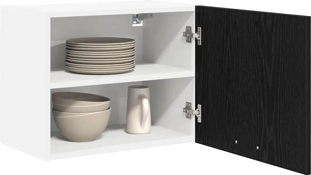 Mobile Pensile Design 50 cm Rovere Nero e Bianco - Arredo Moderno - 2