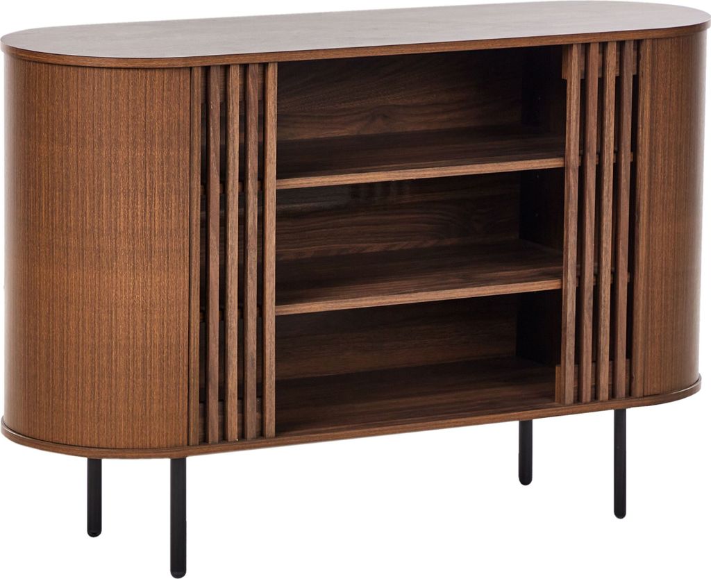 BELIANI Sideboard Dunkelbraun Spanplatte Metallbeine Retro-Stil Wohnzimmer Möbel Aufbewahrung