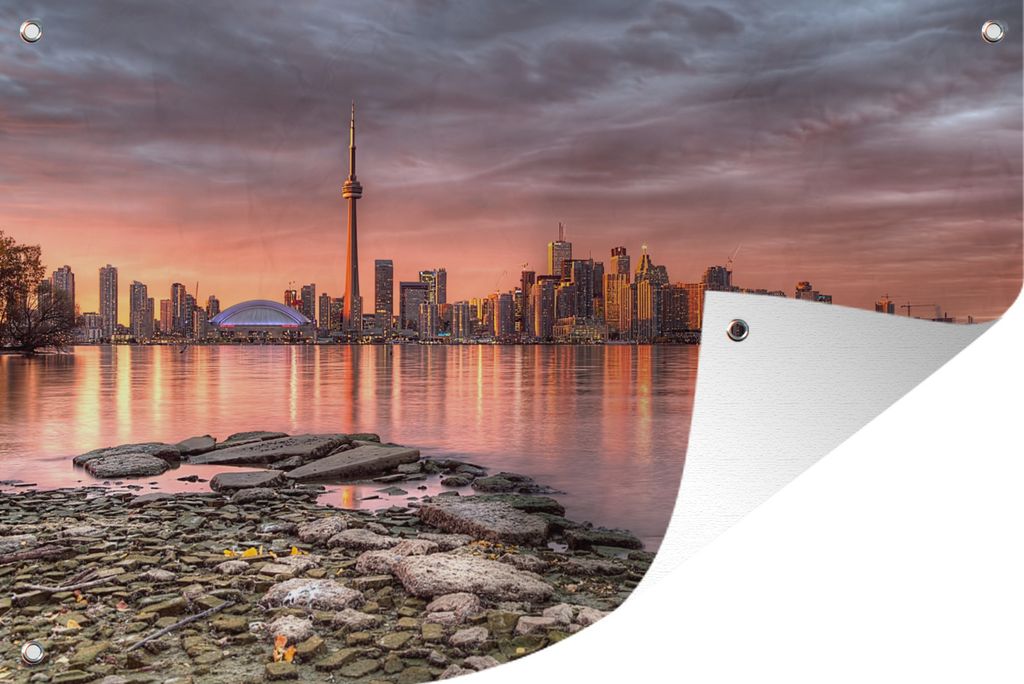 MuchoWow 120x80 cm Outdoor-Poster Gartendeko Sichtschutz Garten Poster für den Garten Die Stadtsilhouette von Toronto bei Sonnenuntergang in Nor...