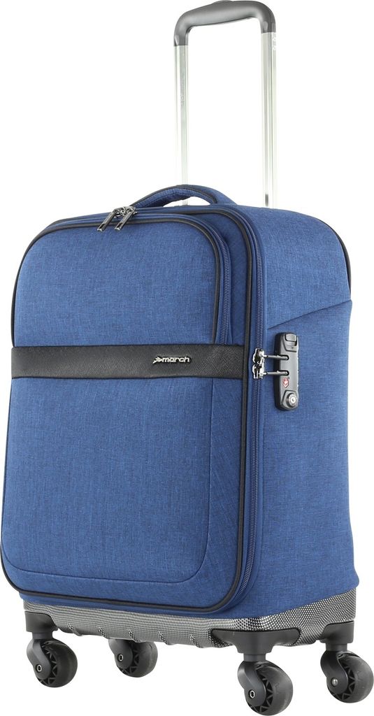 March 15 Stoff Reisekoffer Handgepäck Trolley Rugby Leicht 2,2 kg Navy Blau 55 cm