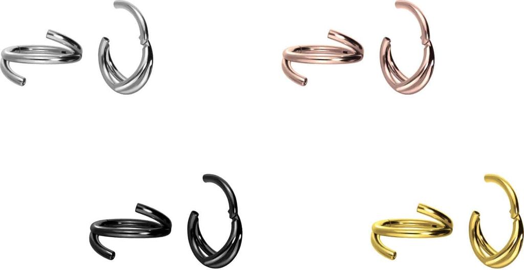 Ohrpiercing, Nasenpiercing, Septum Piercing Titan Segmentring Clicker mit Innengewinde 3 RINGE RoséGold Innendurchmesser: 12 mm