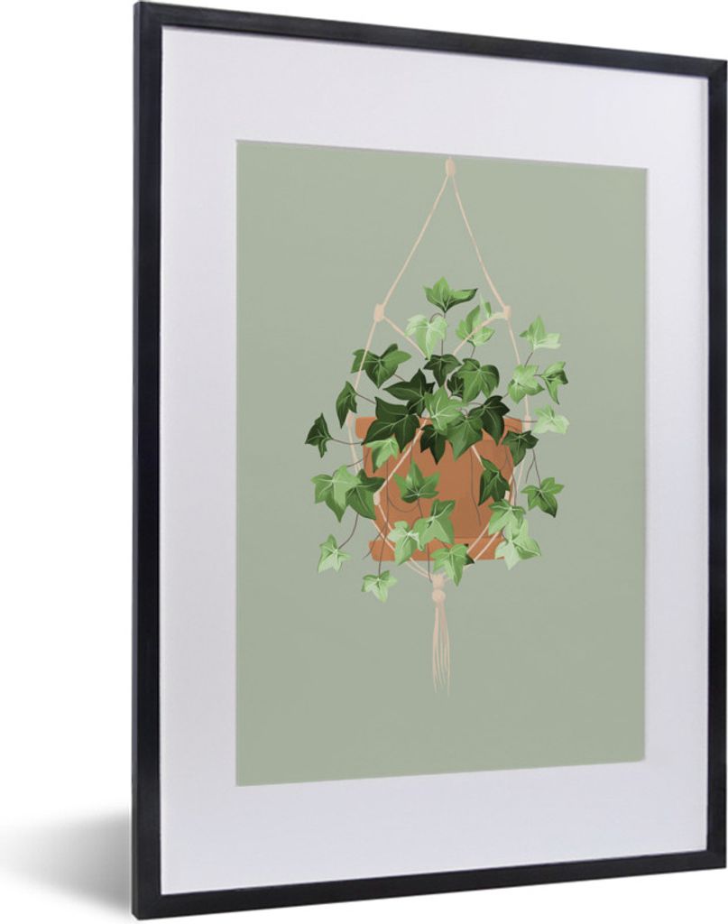 MuchoWow MuchoWow Gerahmtes Poster Pflanze - Hängepflanze - Rebe 30x40 cm - Poster mit zchwarzem Bilderrahmen - Wandposter Schlafzimmer