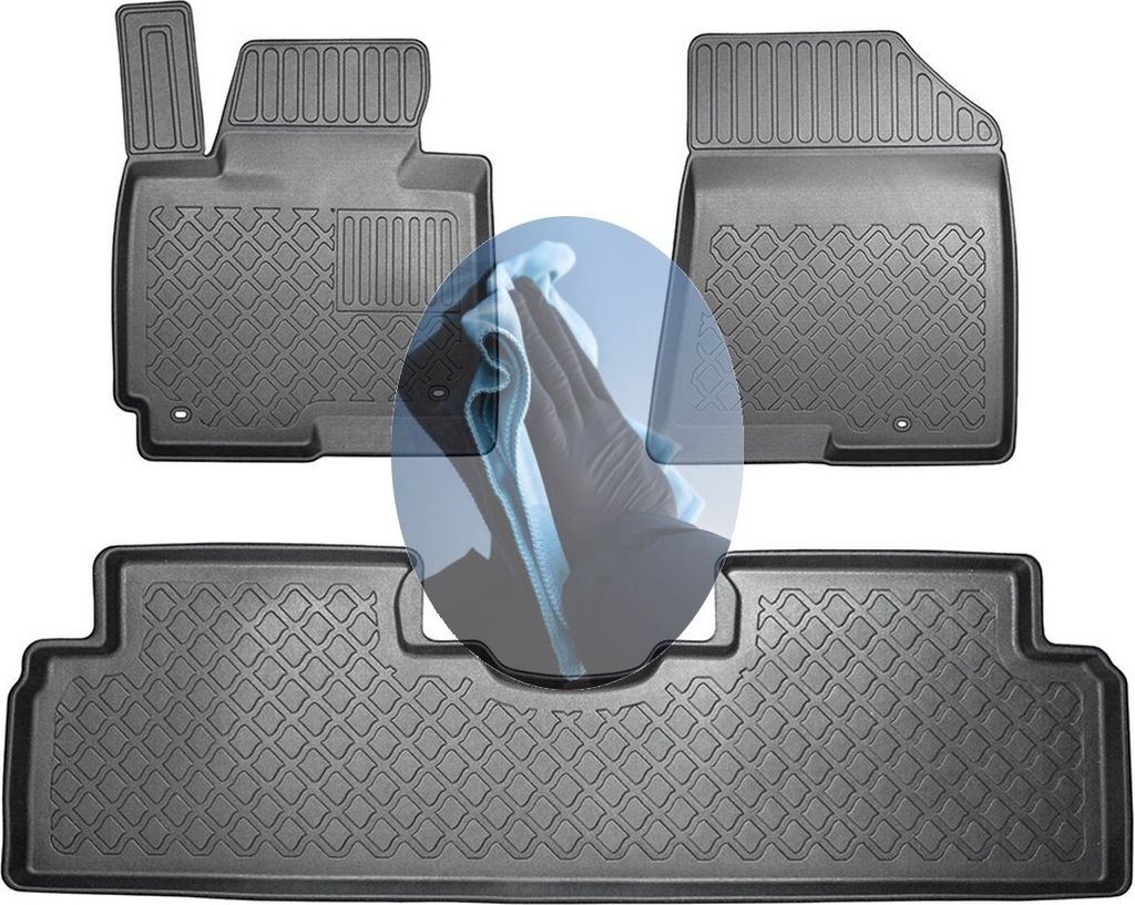 Z518609 TPE-Gummifußmatten kompatibel mit Kia Carens 2WD Vorderradantrieb 4 RP Van Kombi 5-türer 2013-2019 7Sitze (1. + 2. Sitzreihe)