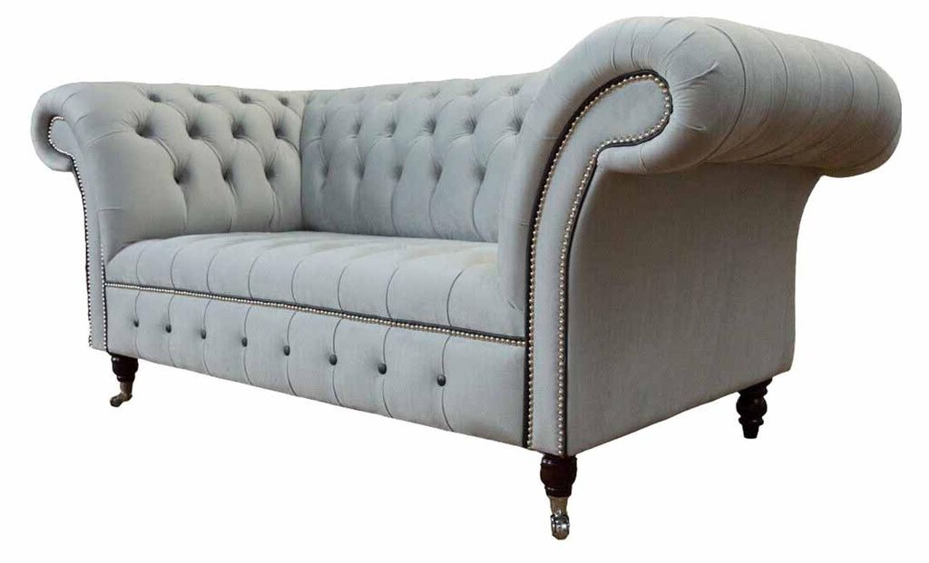 Chesterfield Couch Polster Möbel Zweisitzer Grau Couchen Sofas