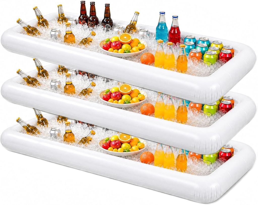 Aufblasbares Buffet-Tablett für Eis, Getränke und Speisen Weiß 130x60cm