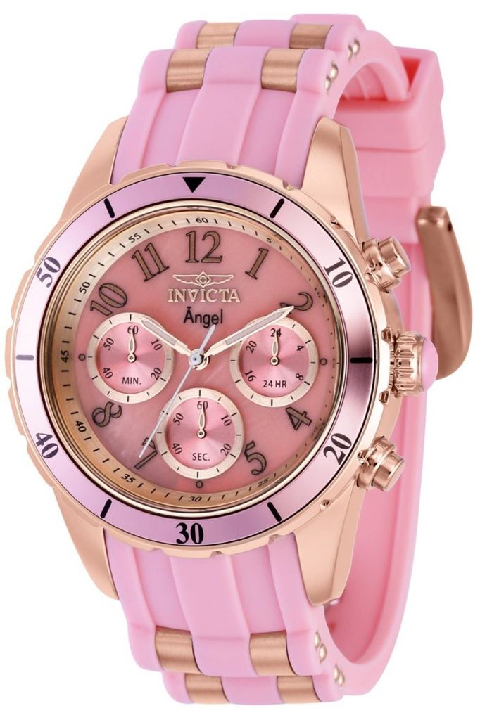 Invicta Angel 39345 Damen uhr - Wasserdicht - Analog - Quarzuhrwerk - Edelstahl mit rosa zifferblat - 40mm