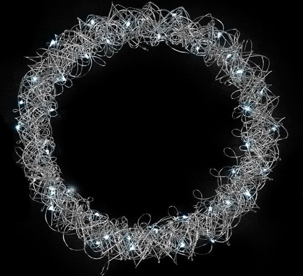 LEX Metallkranz feinmaschig 40 LED, Ø 30cm kaltweiß Timer, Produktbild 