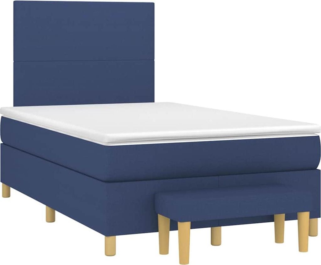 vidaXL Boxspringbett mit Matratze Blau 120x190 cm Stoff