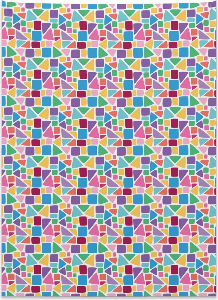 Abakuhaus Bunt Wandteppich, Abstrakte Mosaikfliese aus Weiches Mikrofaser Stoff Kein Verblassen Klare Farben Waschbar, 110 x 150 cm, Mehrfarbig