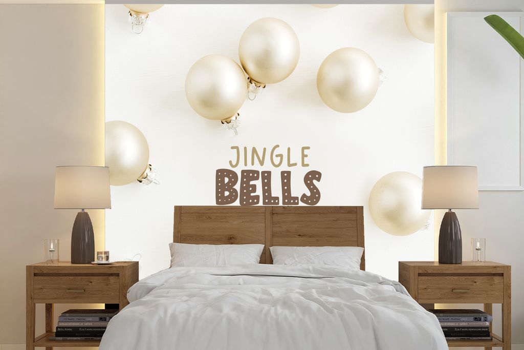 MuchoWow Fototapete für Wohnzimmer oder Schlafzimmer Wandtapete Vinyl Motivtapete Winter - Perle - Weihnachtsschmuck - 280x280 cm - Hintergrundbild