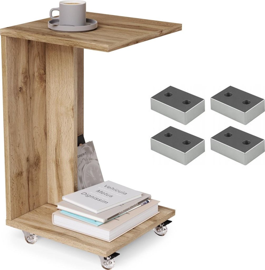 Design Beistelltisch Hugo, 40x40x66 cm, mit parkettgeeigneten Rollen, als Kinder-Schreibtisch nutzbar