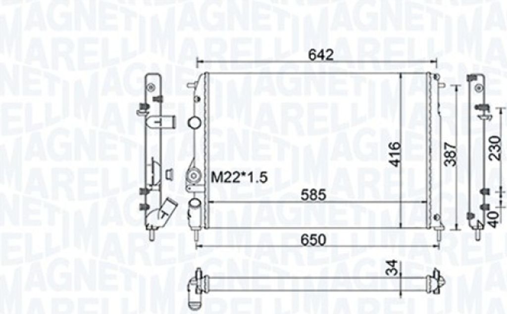 MAGNETI MARELLI Kühler, Motorkühlung für Fahrzeuge mit Klimaanlage 350213159100