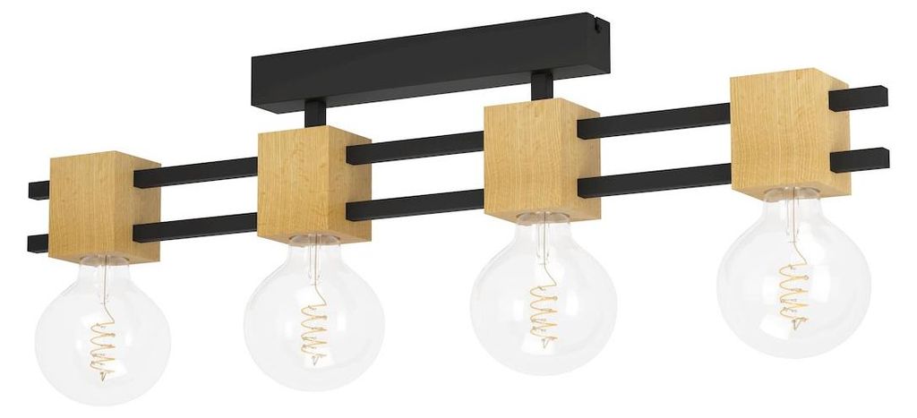 EGLO Levantara, 4 ampoule(s), E27, IP20, noir, marron Image du produit 