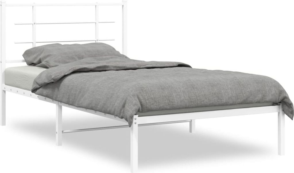 Maison Exclusive - Bettgestell mit Kopfteil Metall Weiß 100x190 cm