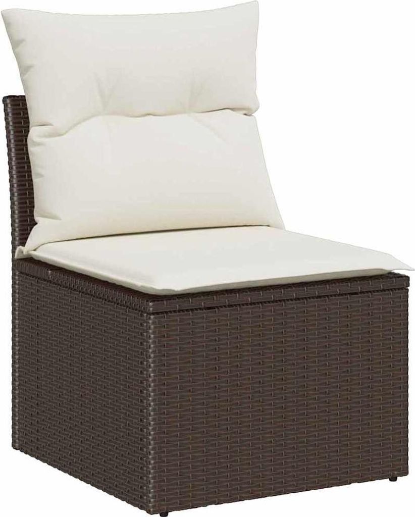 vidaXL Sofa Set mit Kissen 6 pcs Braun und Creme Poly-Rattan