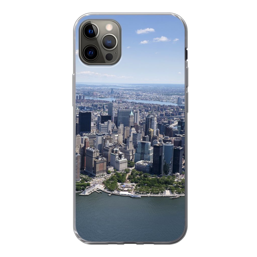 MuchoWow Handyhülle Schutzhülle Hülle für iPhone 12 Pro Max New York - USA - Skyline Silikon Softcase Handy Hülle - Hartschale