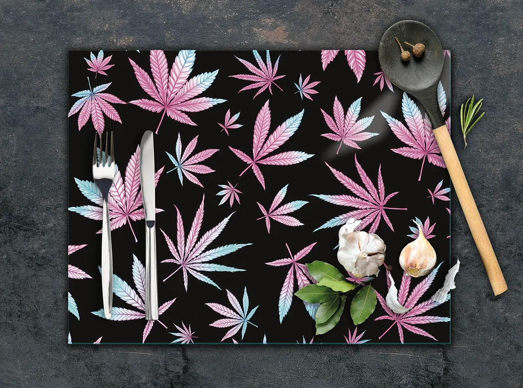 Tagliere Vetro Professionale 30x22 Foliage Viola | Piastra Multiglass - 4