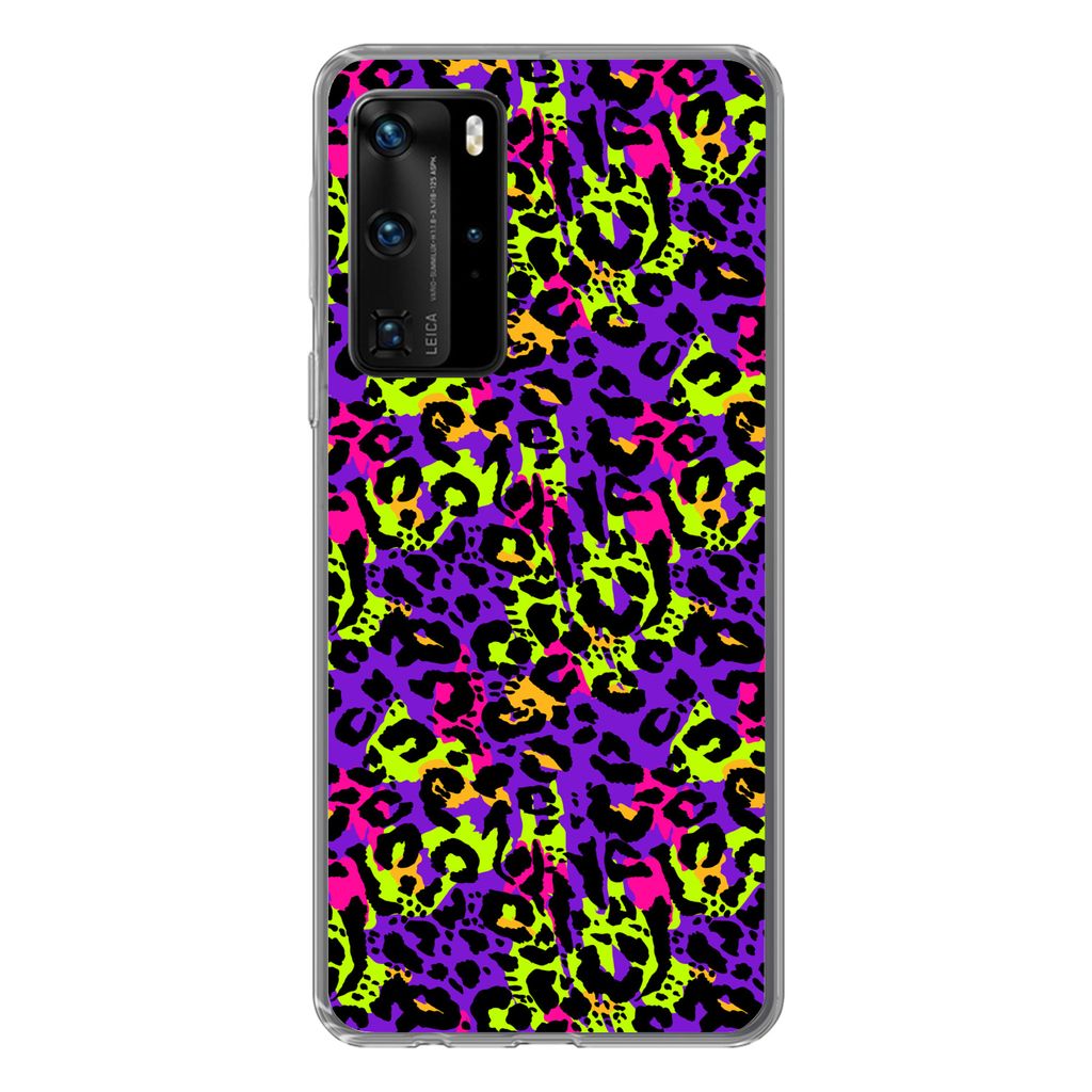 MuchoWow Handyhülle Schutzhülle Hülle für Huawei P40 Pro Tiermuster - Regenbogen - Neon Silikon Softcase Handy Hülle - Schutz