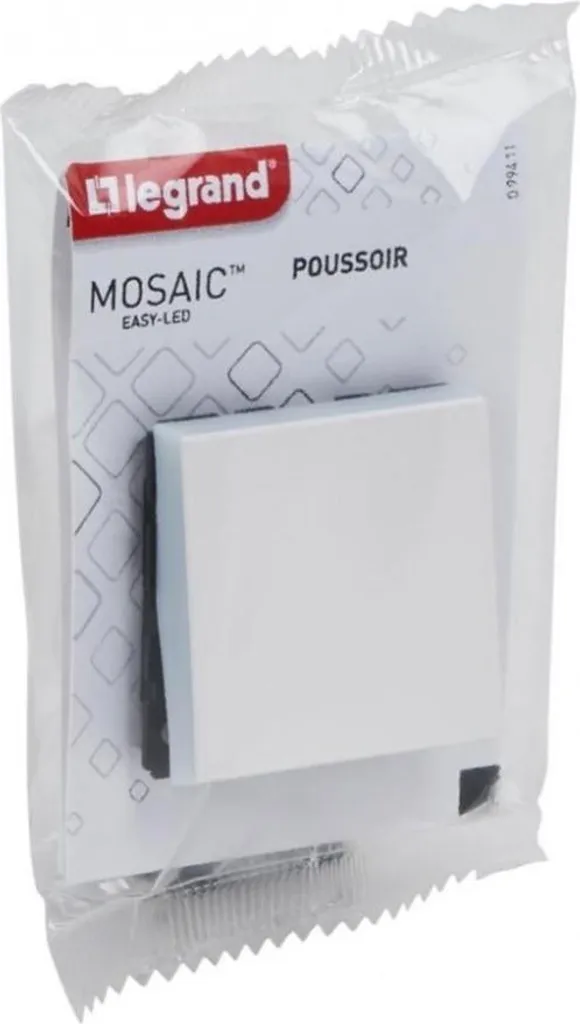 Poussoir Legrand Mosaic 6A blanc - Commande silencieuse et design épuré