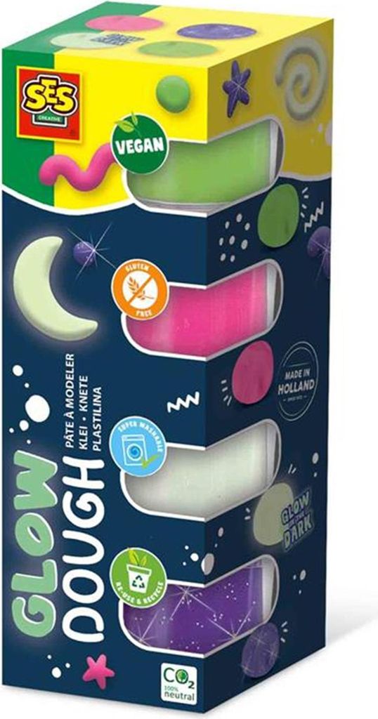 SES Creative 00516 - Feel good Knete Glow (4x90gr), Vegan, Produktbild 