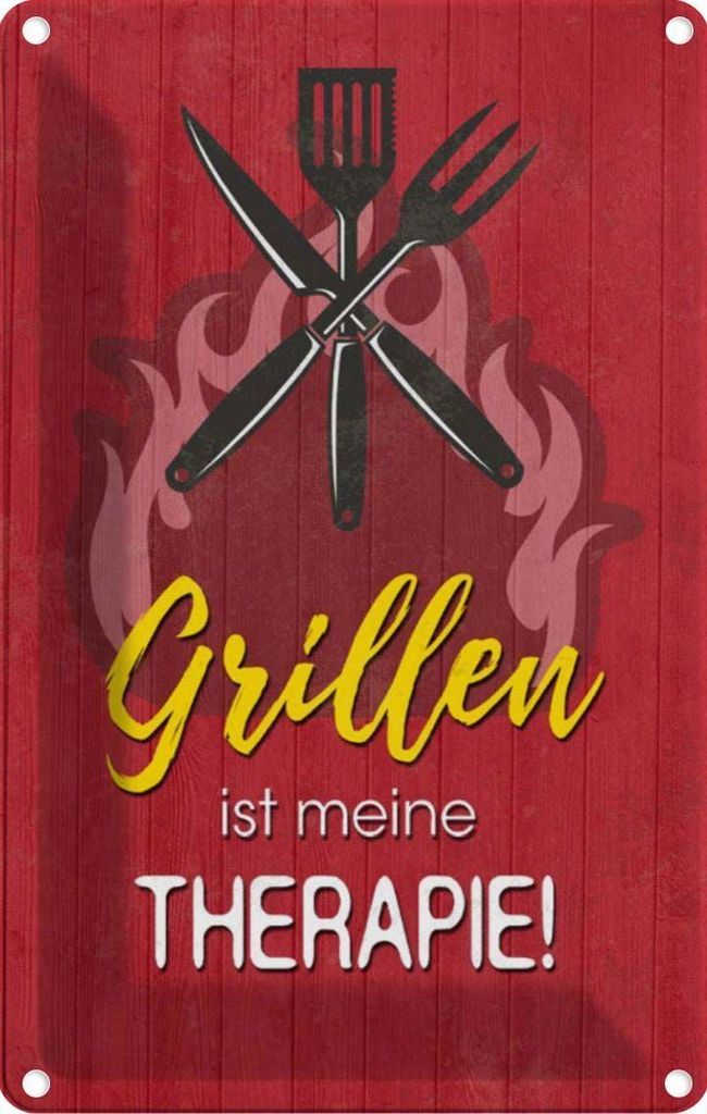 vianmo Blechschild 30x20 cm Grillen ist meine Therapie Spruch Zitat