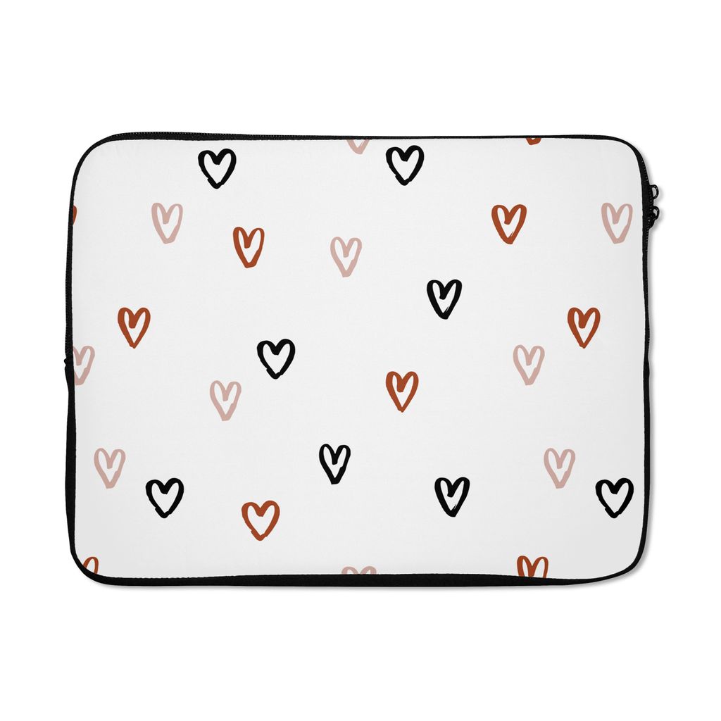 MuchoWow Laptop Hülle 17 Zoll Laptoptasche Valentinstag - Romantisch - Herz - Muster - Zipper - Schutzabdeckung