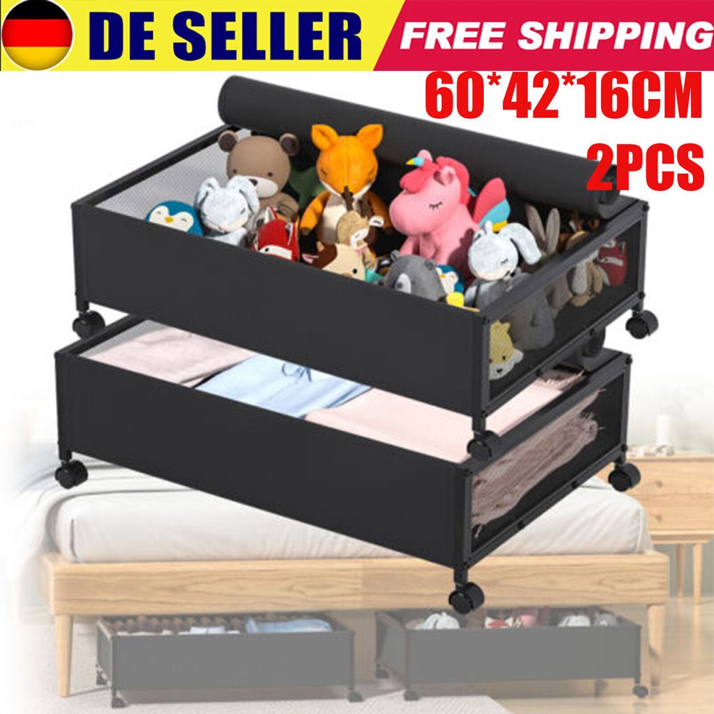 2er-Pack Unterbett Aufbewahrungsbox mit Rollen Unterbett Aufbewahrungsbox