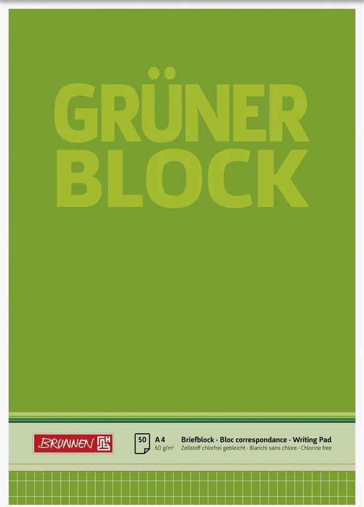 Papier Quadrillé A4 60g BRUNNEN 1052639 Bloc de 50 Feuilles Raut
