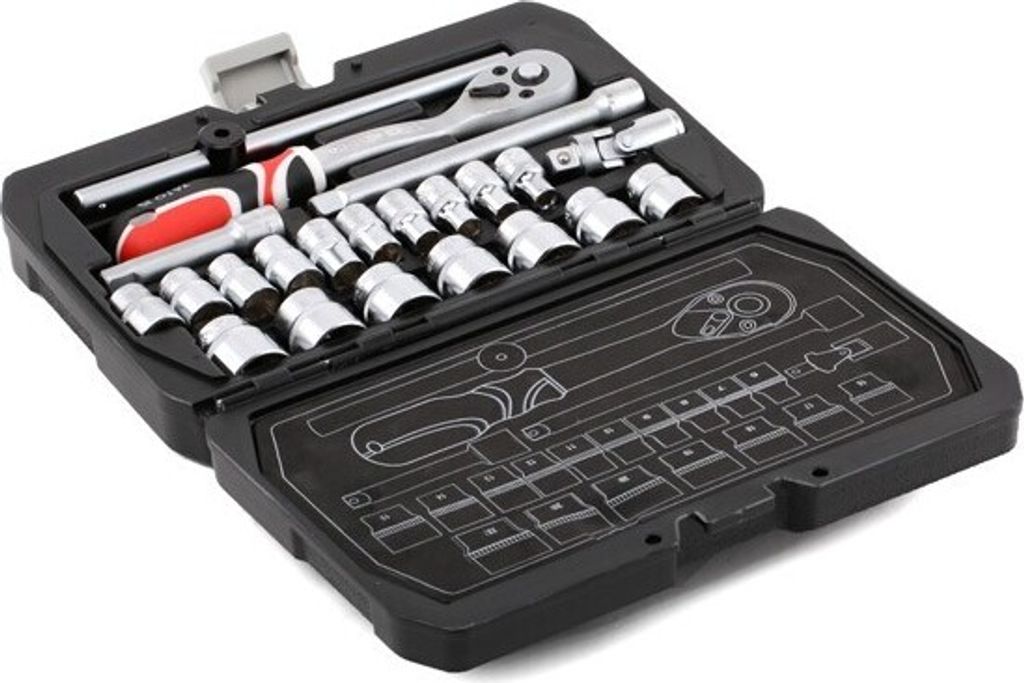ATOOLMIC Steckschlüssel-Set 5-teilig – 1/2 Zoll Antrieb, 15-22 Mm, CR-MO, Mit Aufbewahrungskoffer