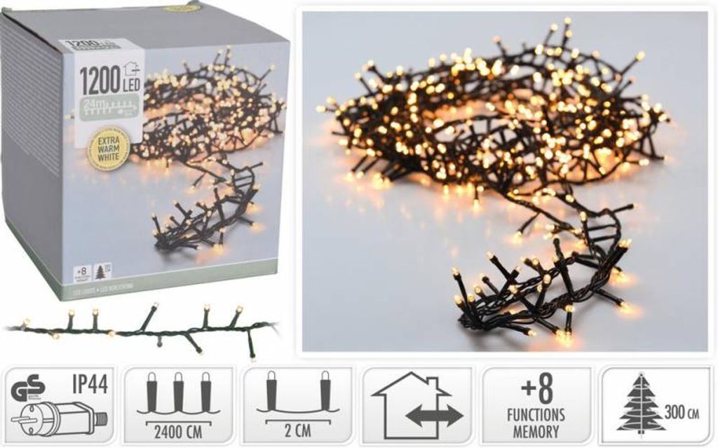 Svetelná reťaz LED s klastrom teplá biela číra 24 m IP44 Obrázok produktu 13