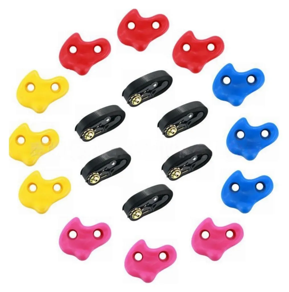 Kit de prises d'escalade pour arbre avec sangles de fixation jaune