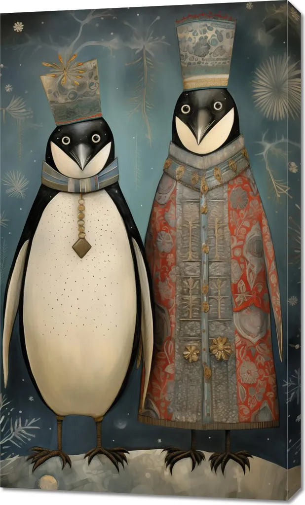 Image 60 x 100 cm Pingouins royaux - Tableau décoration murale animaux