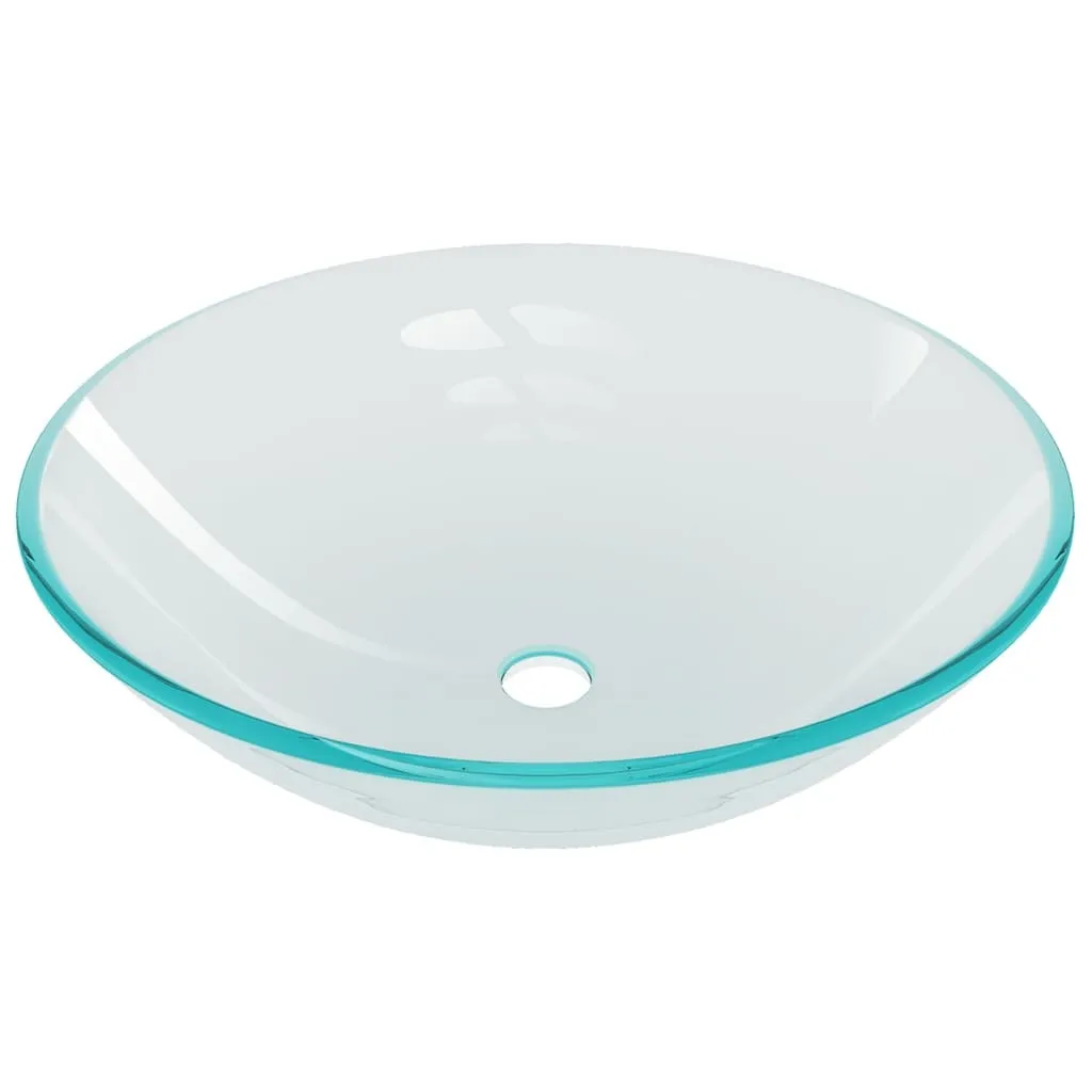 Set Lavabo in Vetro Temperato Trasparente con Rubinetto e Piletta - 6