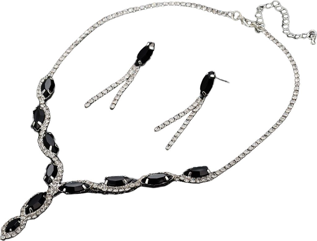 3-teiliges Set mit Halskette und Ohrringen, glänzenden Strasssteinen, geometrischen Quasten, Hochglanzdekoration, hypoallergen, modisch, rosa Kuns...
