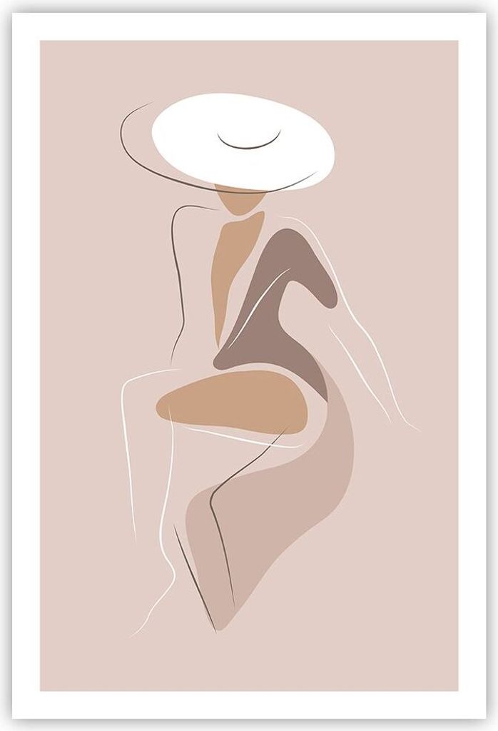 Poster - Poster ohne Rahmen - Buntstift Frau Hut - 61x91,5 cm - Wand Bild - Wanddeko - Wandbilder - Kunstposter - Wandposter - Bilder - Kunstdruck ...
