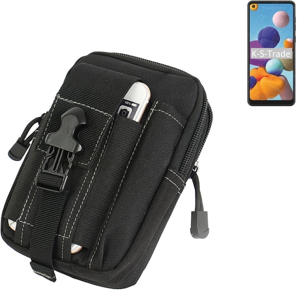 K-S-Trade Gürtel Tasche kompatibel mit Samsung Galaxy A21 Gürteltasche Holster Schutz Hülle Handy Hülle Smartphone outdoor Handy-Hülle schwarz