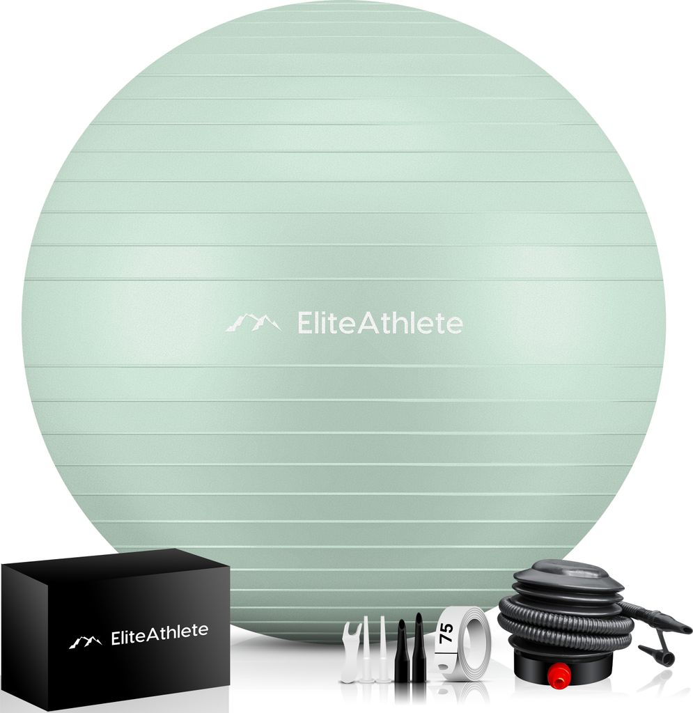 EliteAthlete Gymnastikball Sitzball Büro ergonomisch mit Anti Burst System - Fitness Yoga Pilates Schwangerschaft - Schwangerschaftsball Fitness...