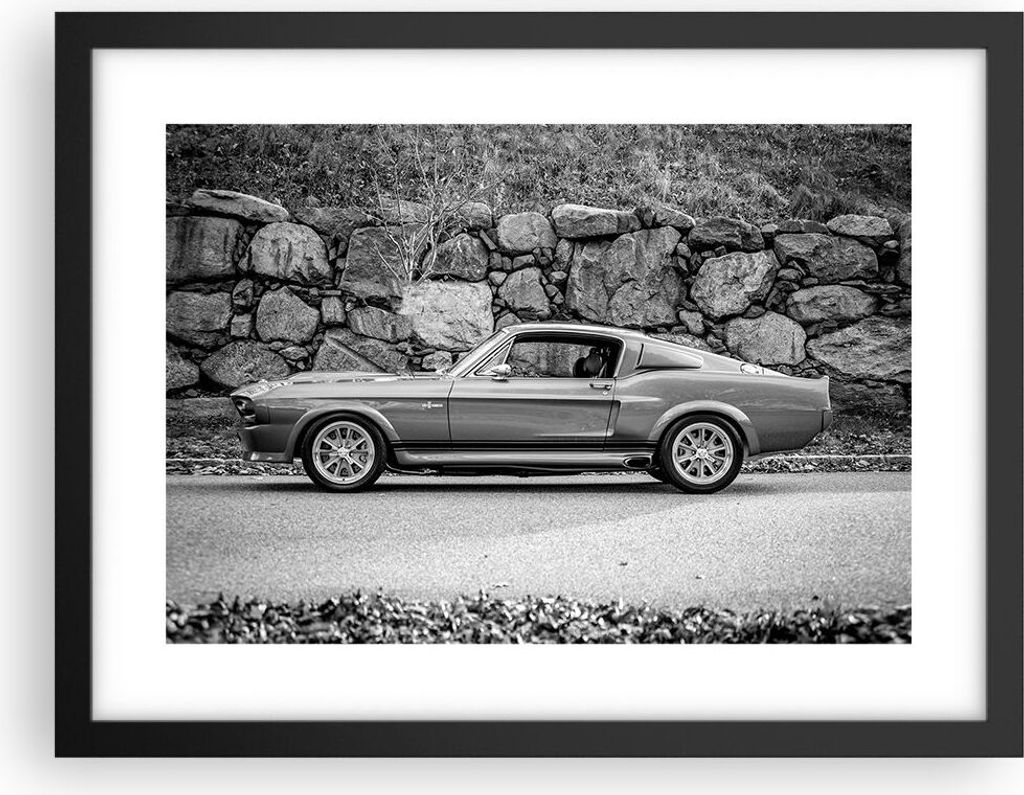 Gerahmtes Poster - Schwarzer Rahmen - Auto Ford Mustang - 40x30 cm - Wand Bild - Wanddeko - Wandbilder - Kunstposter - Wandposter - Bilderrahmen - ...