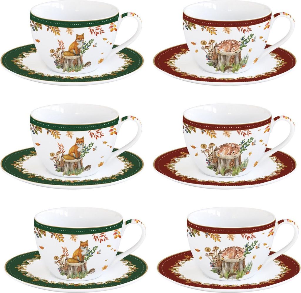 6er Set Tassen mit UT Forest Dream mit Fuchs und Reh für 240ml in GB Easy Life