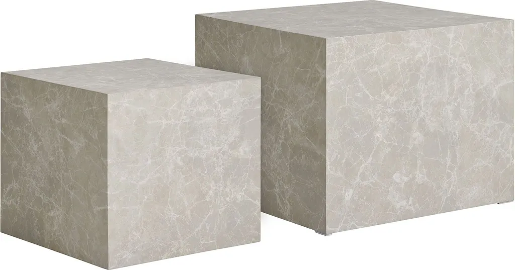 Table basse Prague plateau marbre et structure métal lot de 2 design
