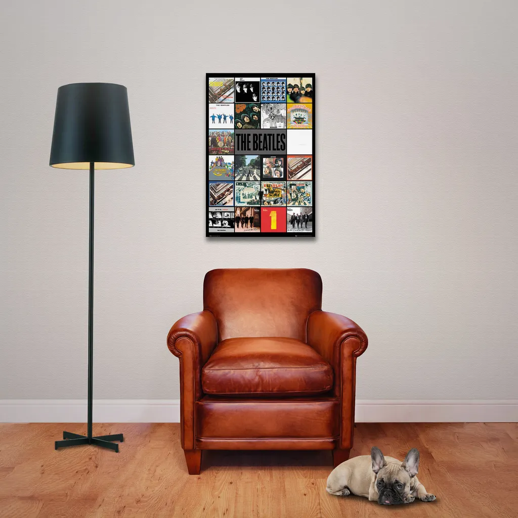 Déco murale The Beatles avec suspension bois 61cm pour salon et studio