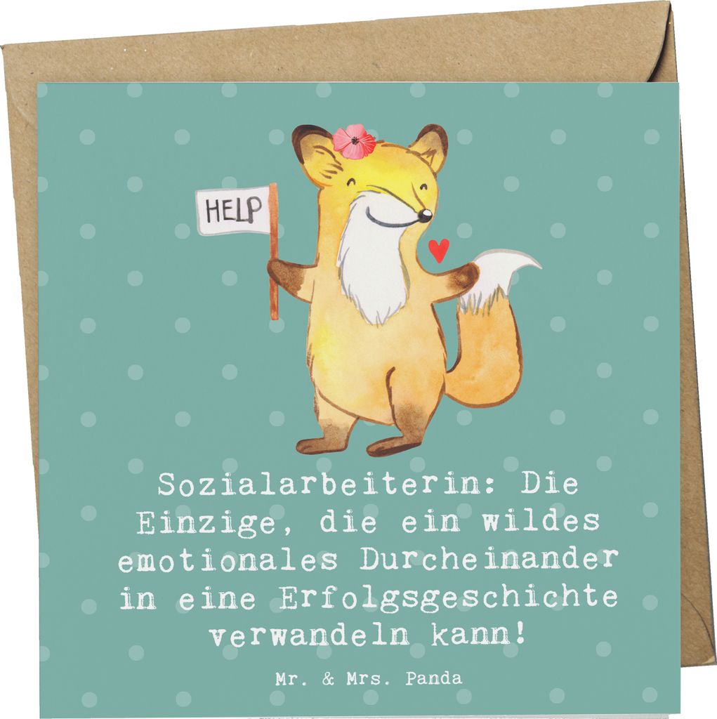 Mr. & Mrs. Panda Klappkarte Sozialarbeiterin Erfolg - Meeresbrise - Geschenk, Geduld, anlasskarte, Beruf, Grußkarte, Glückwunschkarte, handgefert...