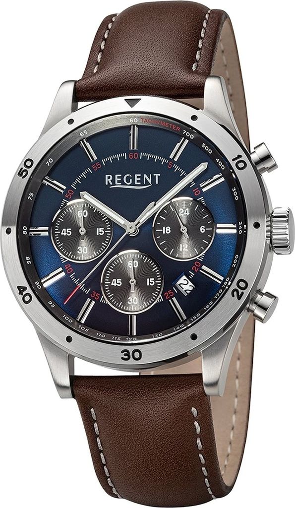 Regent Leder Herren Uhr Armbanduhr Quarz dunkelbraun Lederarmband D2URBA823