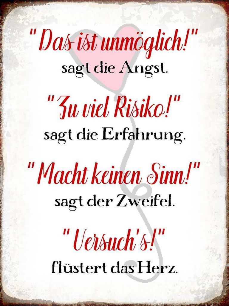 vianmo Holzschild 40x30 cm Angst Erfahrung Zweifel Herz