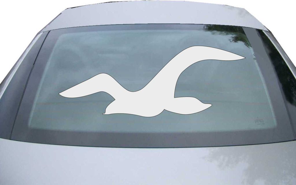 Indigos UG - Aufkleber Heckscheibe & Motorklappe DE2389 - silber - 600x228 mm - Möwe - Auto Scheiben Fenster Heckklappe Tuning Racing JDM - Die cut