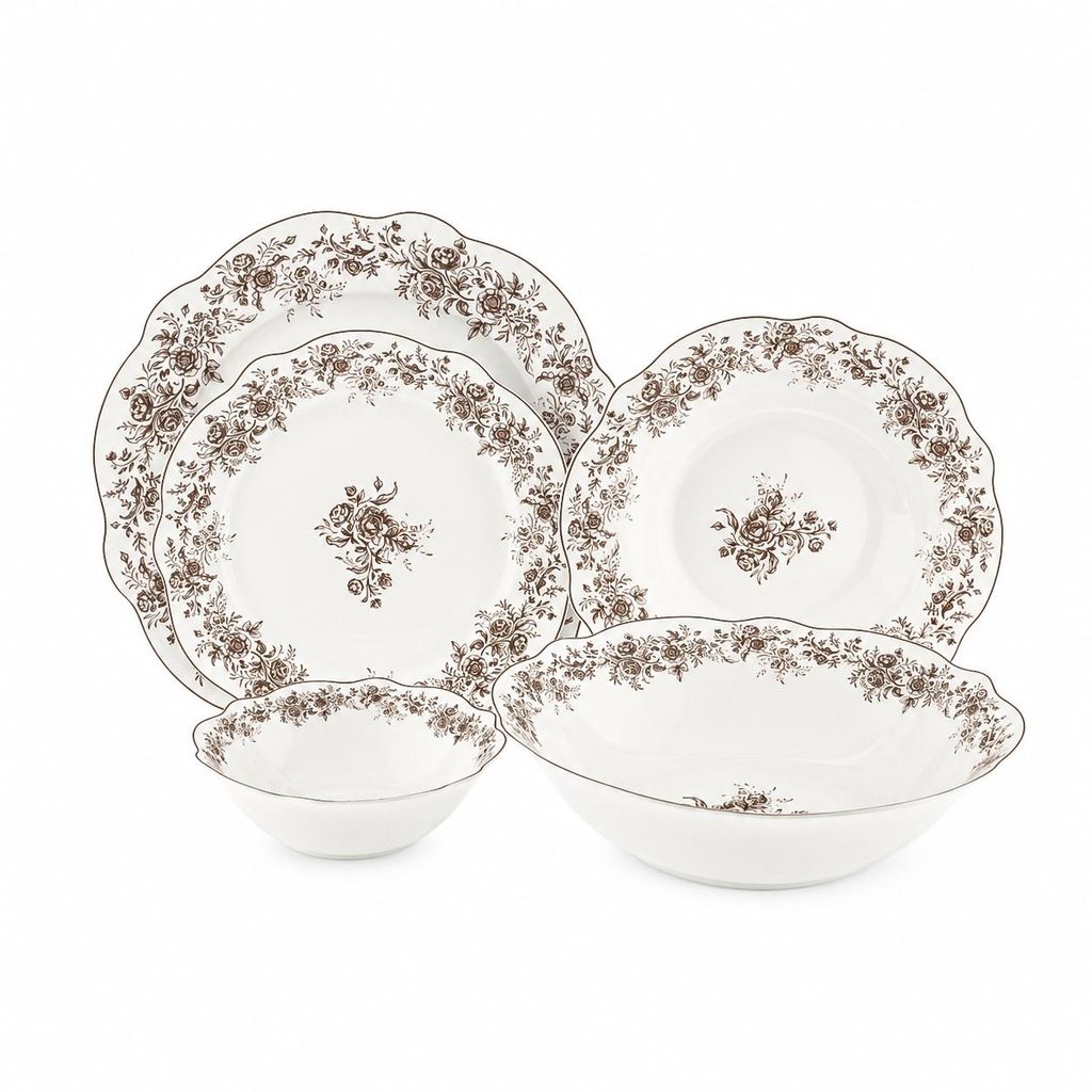 Rosemont Mocha Brown servies, 25-delig - Serviesset van Productafbeelding 